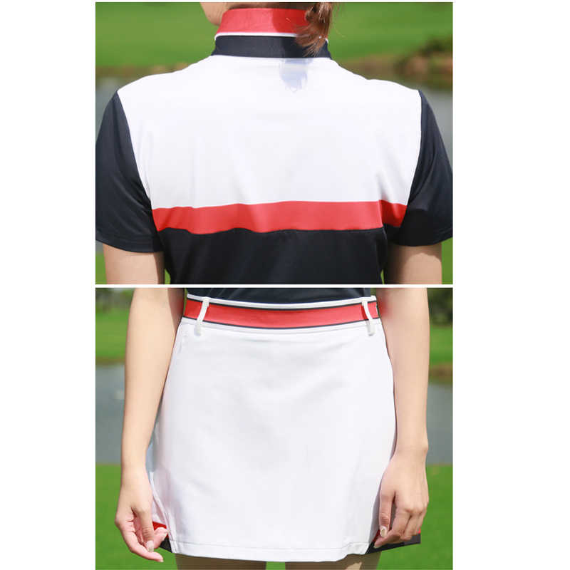 POSMA 女裝 短袖 高爾夫球裝 比賽裝 舒適 透氣 排汗 黑 白 YF119