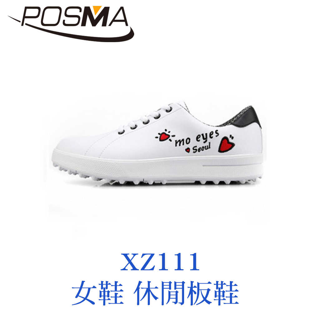 POSMA 女款 休閒 板鞋 柔軟 舒適 素色 白 XZ111WHT
