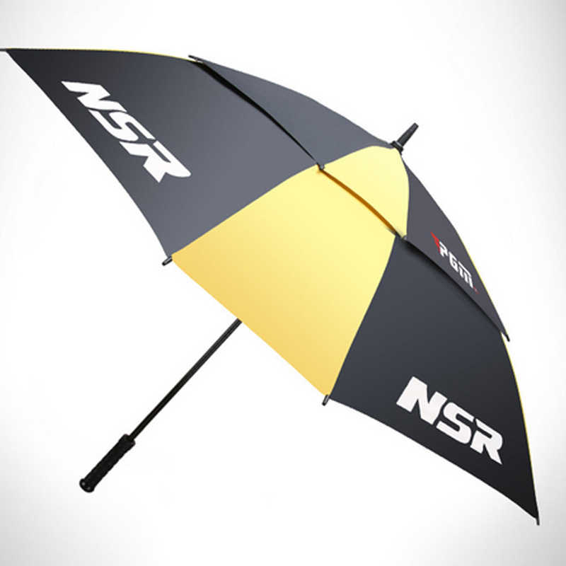 POSMA 雙層防曬運動傘 遮陽傘 抗UV 抗強風自動開傘 黑 黃 YS004