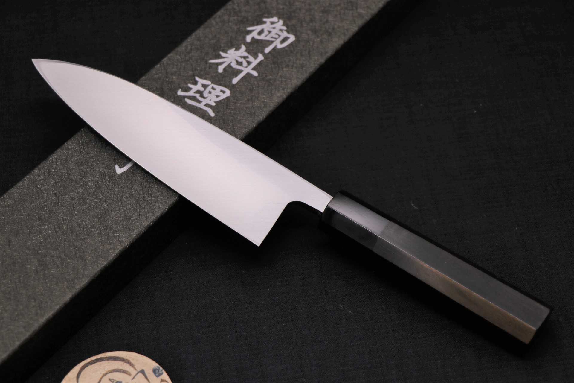 💖初心💖【白二鋼 黑檀八角 出刃 18cm】日本製 雞肉刀 廚房刀具 八煌刃物
