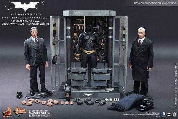 無盒 Hot Toys - MMS236 - 黑暗騎士 蝙蝠俠 武器櫃 布魯斯偉恩 & 阿福 豪華套裝組非 DX12