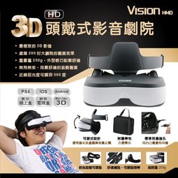 【追劇神器】Vision HMD 3D頭戴式影音劇院 個人劇院 HD高畫質 LCD顯示器 立體環繞音效