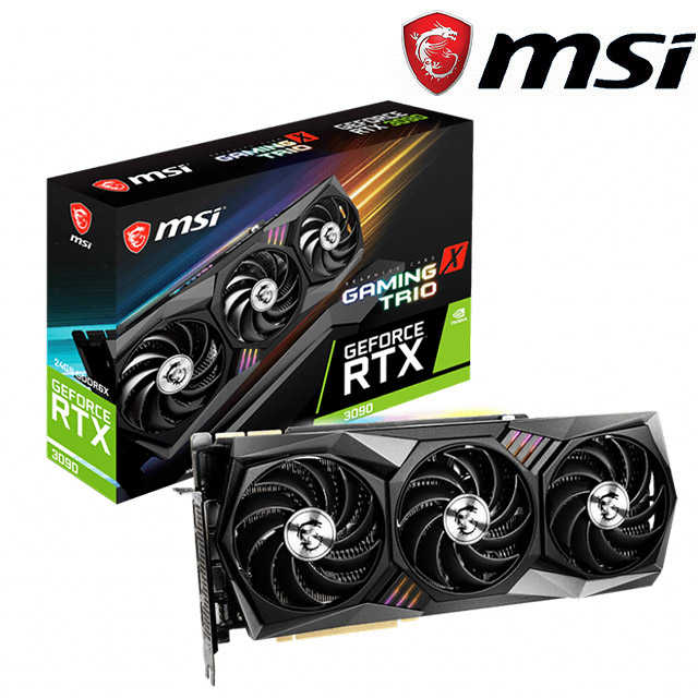 二手 MSI 微星 GeForce RTX 3090 GAMING X TRIO 24G 顯示卡 盒裝完整