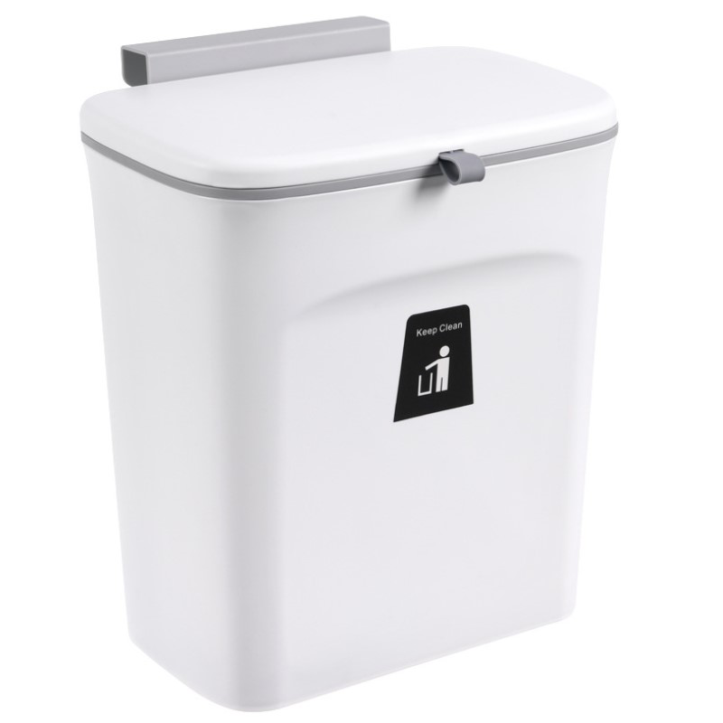 INS極簡風 9L門掛+無痕掛壁兩用可掀蓋垃圾桶 浴室垃圾桶 掛式垃圾桶 收納櫃 收納盒 廚餘桶 廚房回收桶