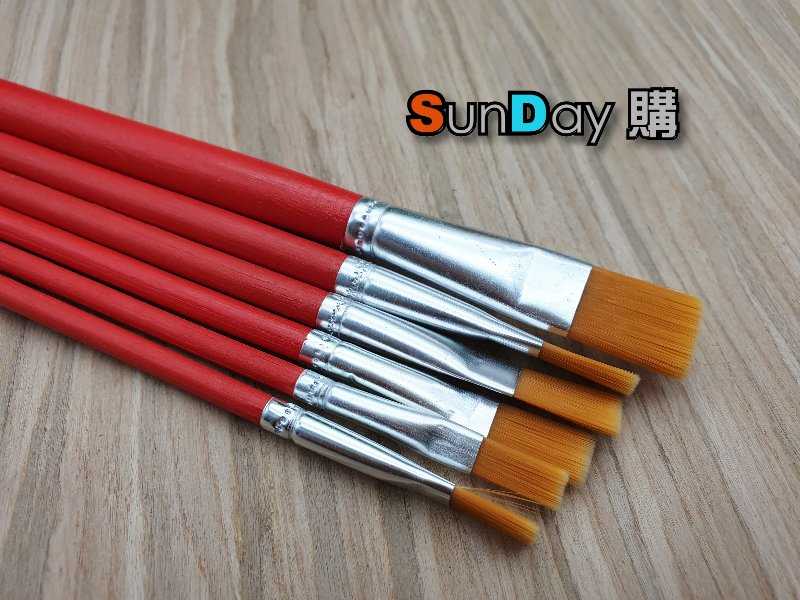 油畫筆 水彩筆 平塗筆 尼龍畫筆6支套組