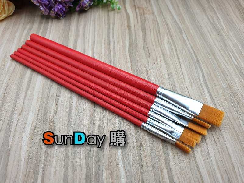 油畫筆 水彩筆 平塗筆 尼龍畫筆6支套組