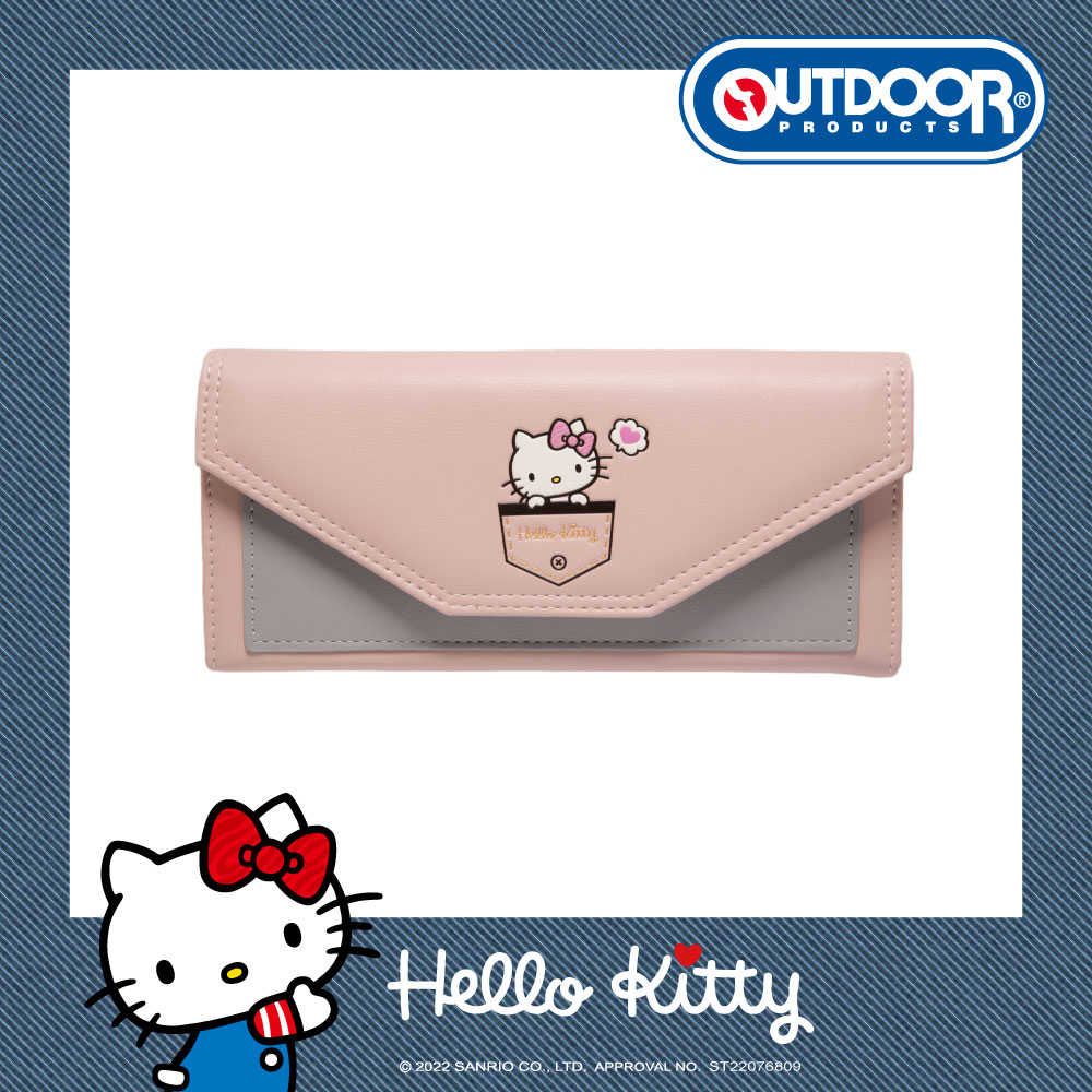 【OUTDOOR】Hello Kitty聯名款-牛仔凱蒂-翻蓋長夾-粉 ODKT22A01PK