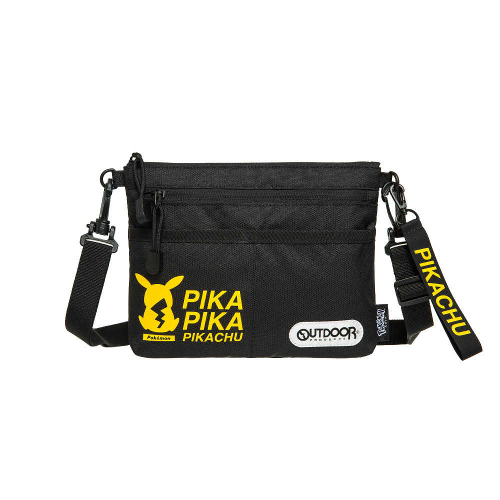 【OUTDOOR】Pokemon聯名款潮黑皮卡丘橫式側背包-黑色 ODGO20B08BK, 支援超商取貨