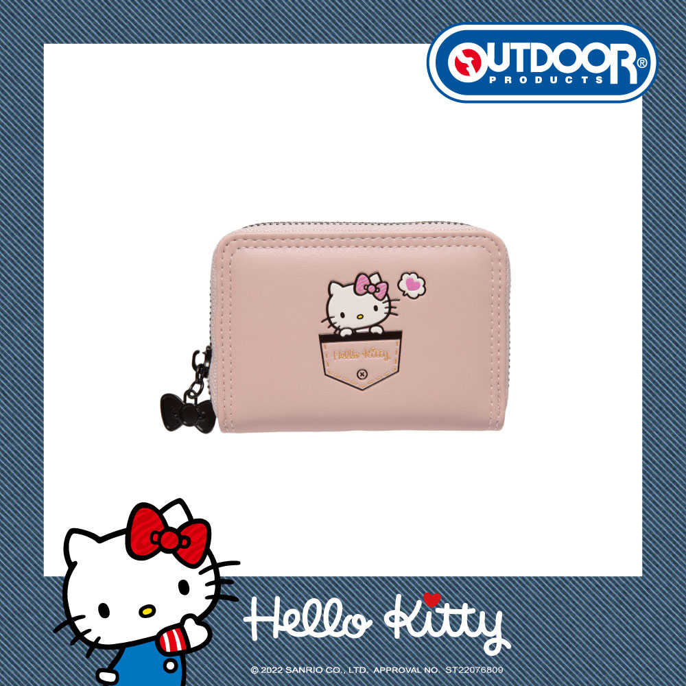 【OUTDOOR】Hello Kitty聯名款-牛仔凱蒂-零錢包-粉 ODKT22A04PK