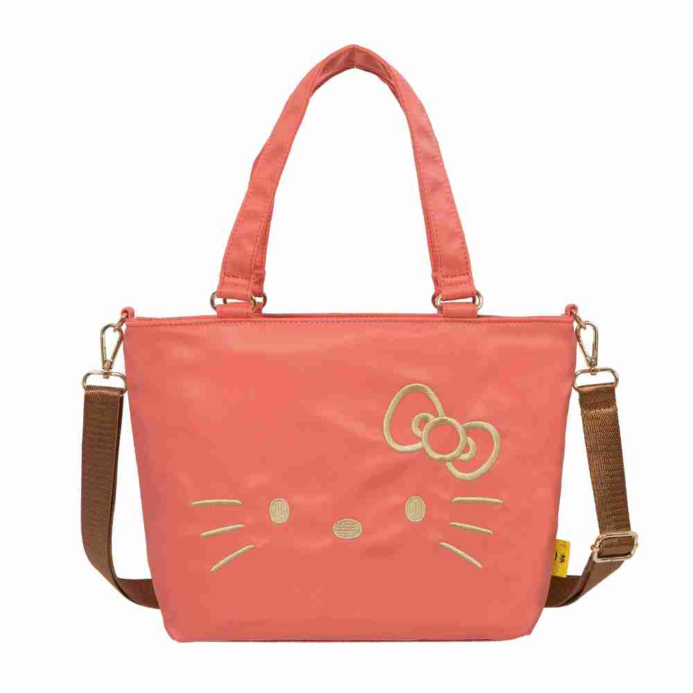 【Hello Kitty】經典凱蒂-兩用手提包-粉橘 FPKT0D002CR