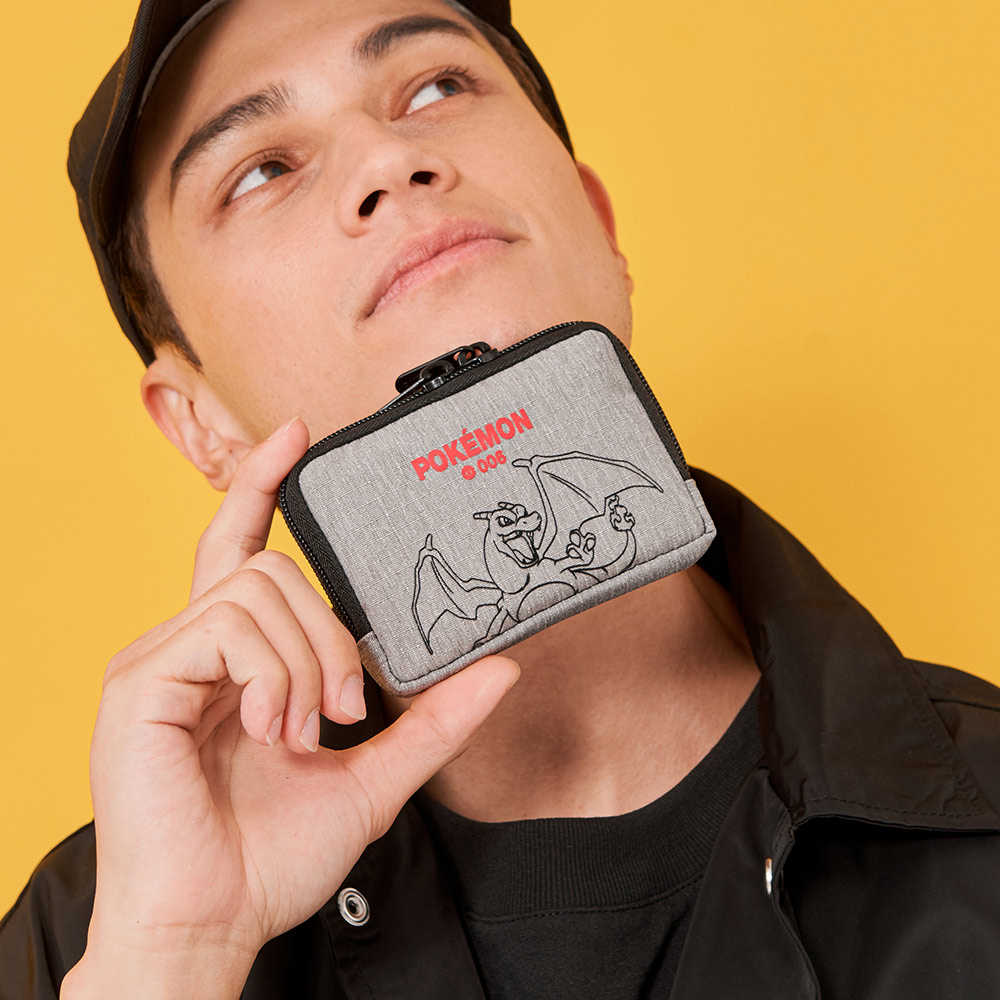 【OUTDOOR】寶可夢Pokemon-噴火龍零錢包-灰色 ODGO22E06GY, 支援超商取貨