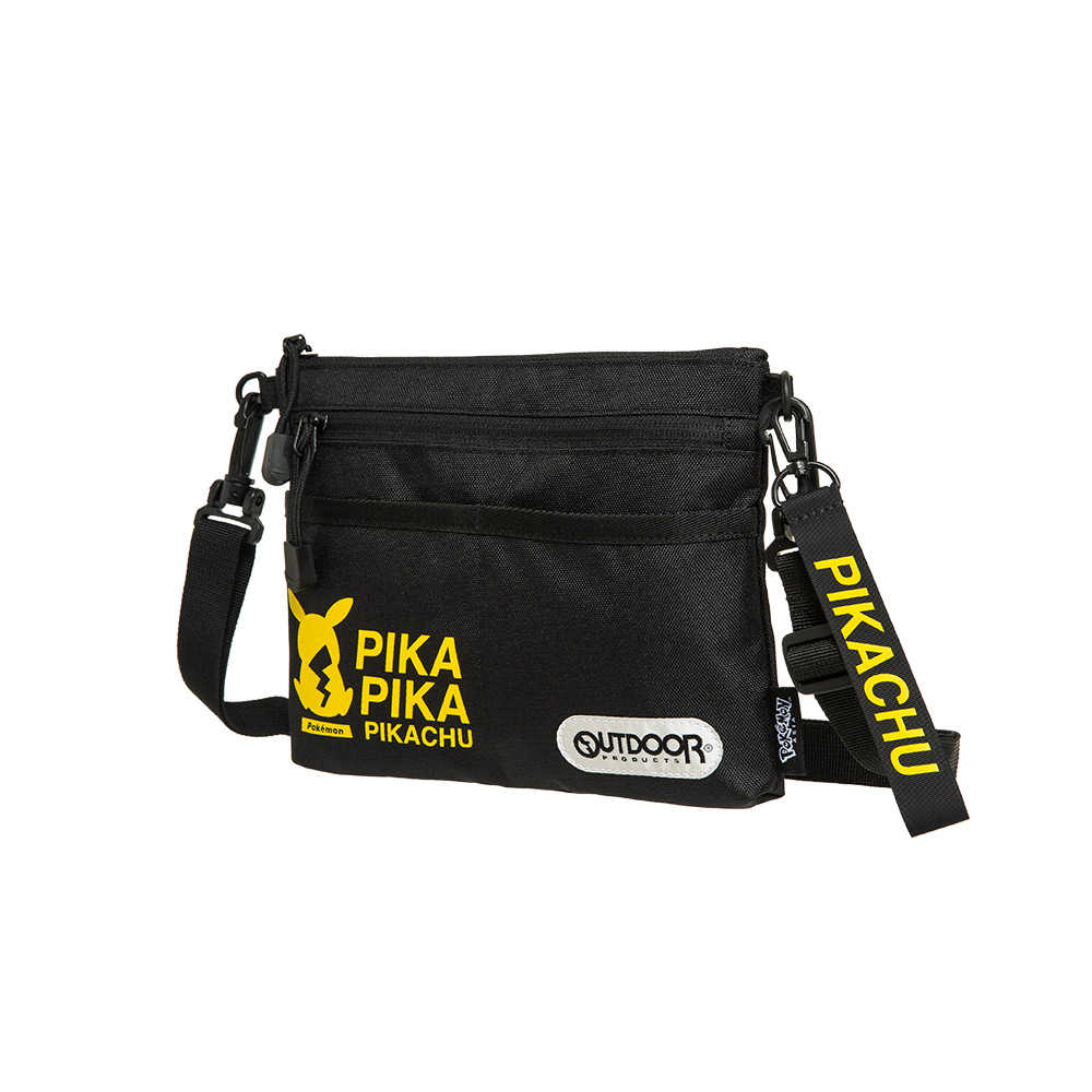 【OUTDOOR】Pokemon聯名款潮黑皮卡丘橫式側背包-黑色 ODGO20B08BK, 支援超商取貨