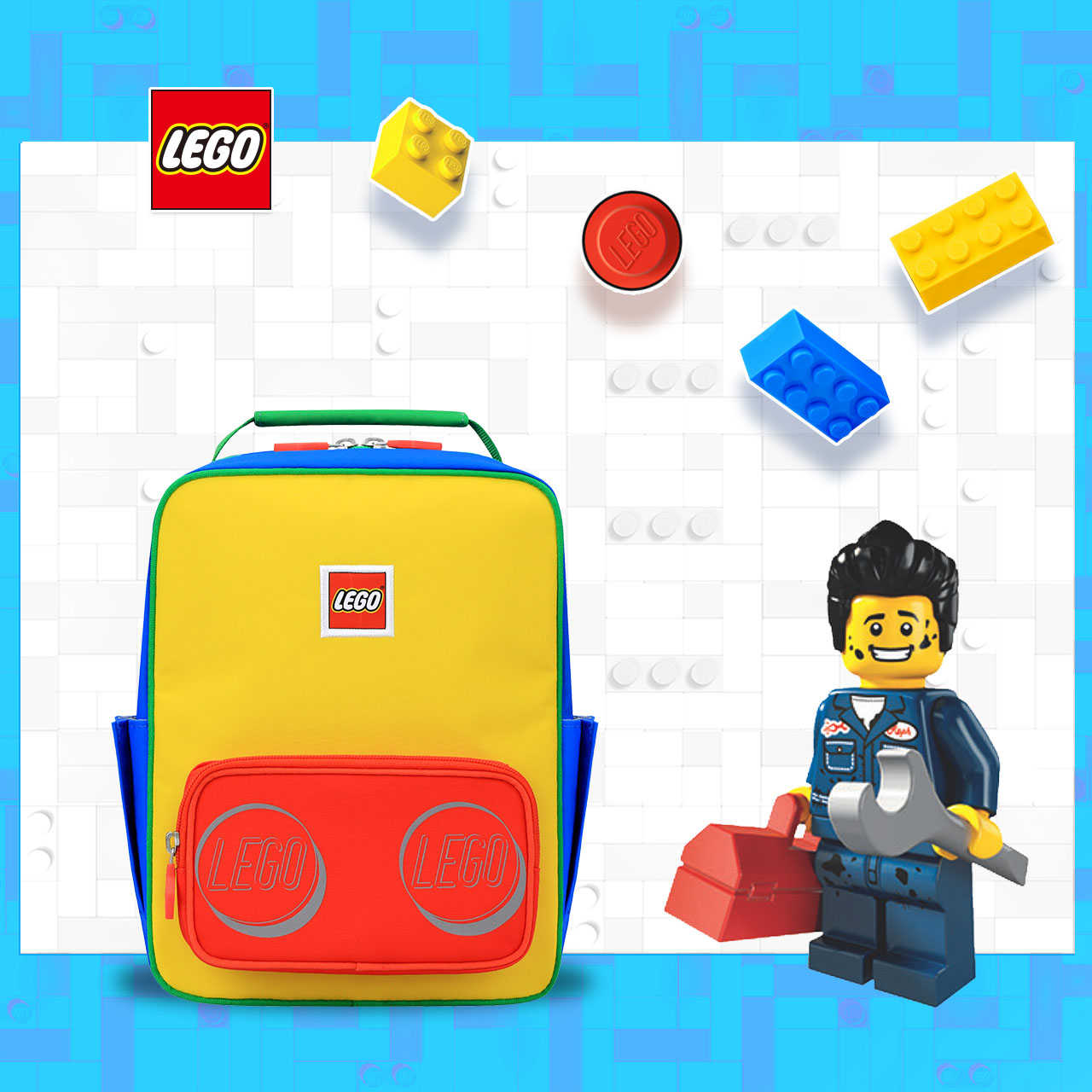 LEGO丹麥樂高經典小背包-紅黃藍撞色 20133-1948