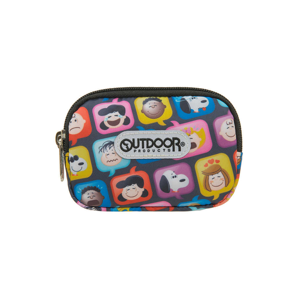 【OUTDOOR】SNOOPY聯名款emoji雙拉鍊零錢包-黑 ODP21A03BK