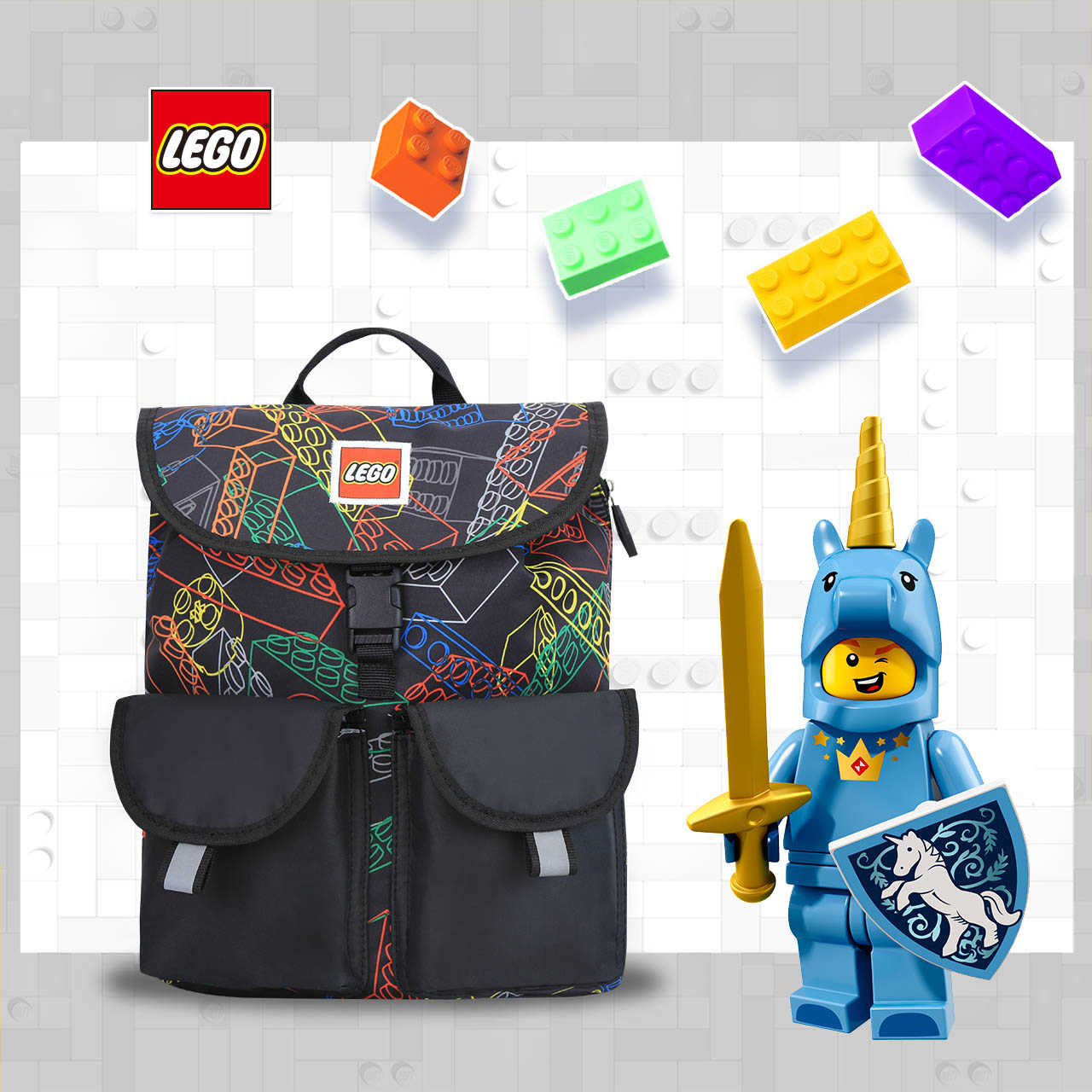 LEGO丹麥樂高積木背景小背包-彩色 20131-1942