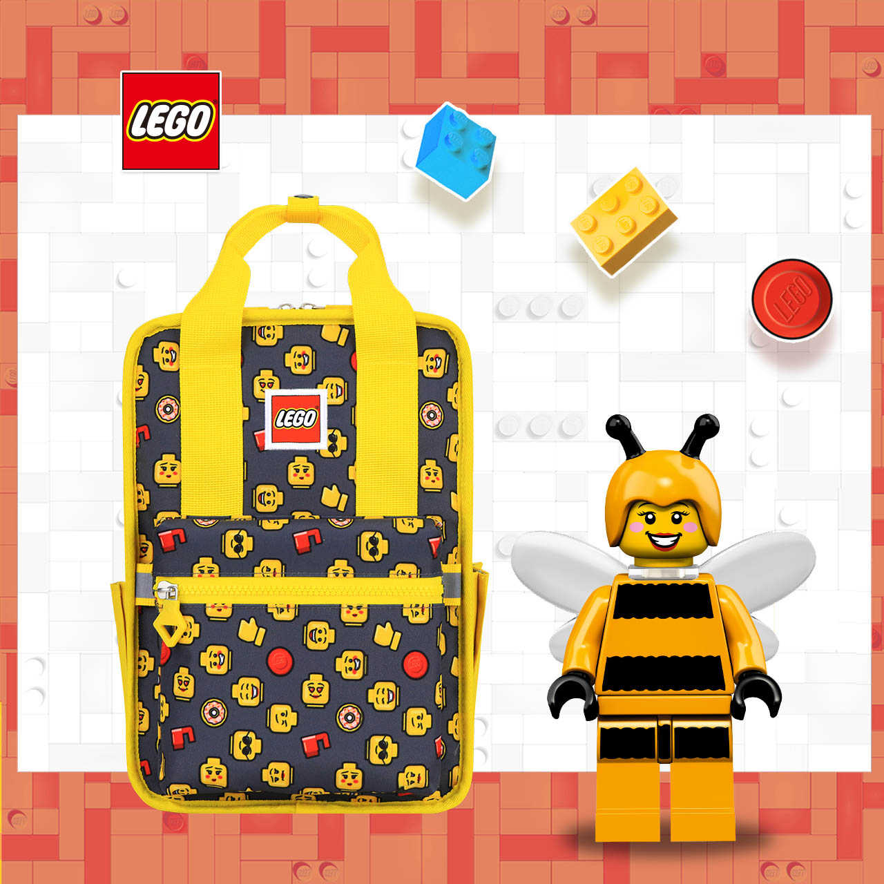LEGO丹麥樂高歡樂小背包-積木表情符號黃色 20127-1934