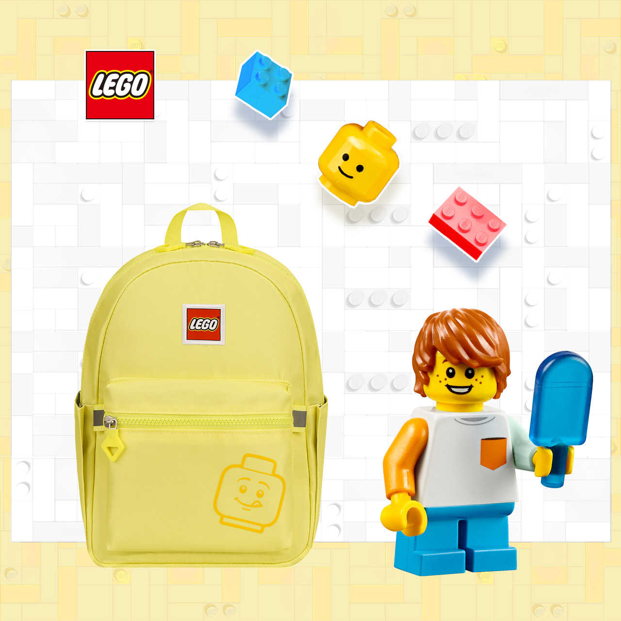LEGO丹麥樂高笑臉小背包-積木表情符號黃色 20129-1937