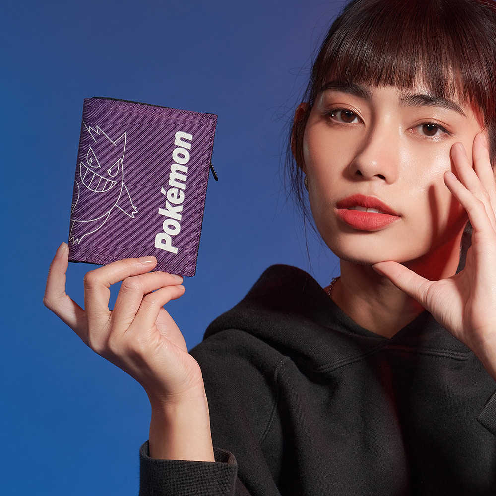 【OUTDOOR】寶可夢Pokemon-夜光耿鬼對折短夾-紫色 ODGO21A06PL, 支援超商取貨