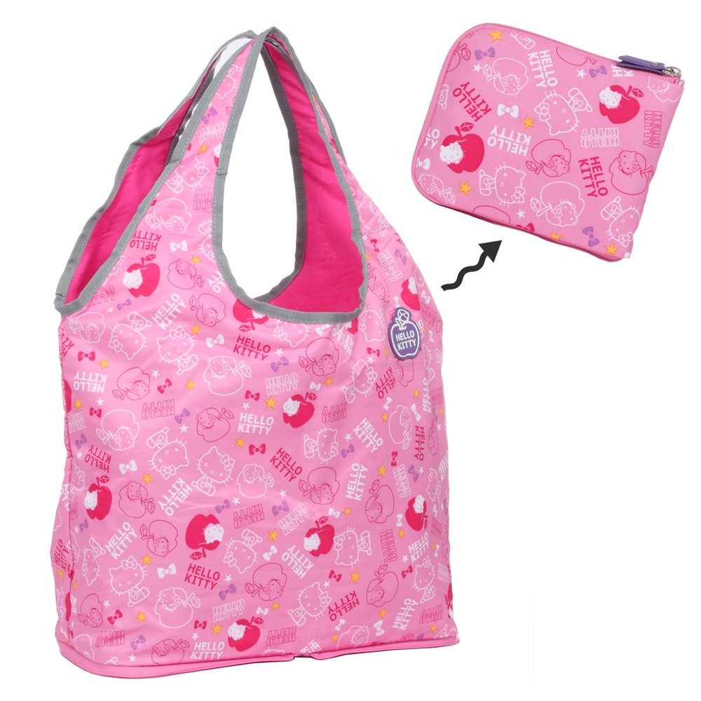 【Hello Kitty】蘋果樂園摺疊手提袋-粉紅 KT00Q11PK