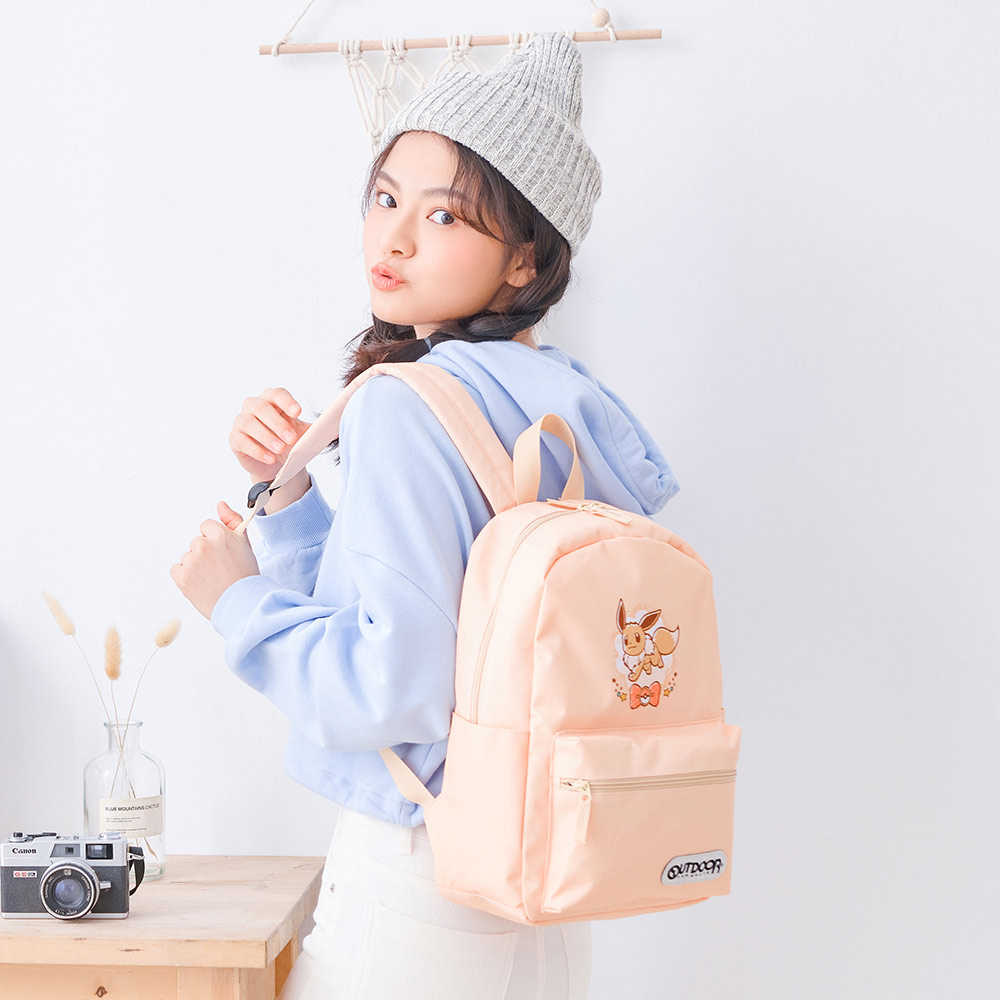 【OUTDOOR】寶可夢Pokemon-手繪風伊布後背包-奶茶色 ODGO21B01BE, 支援超商取貨