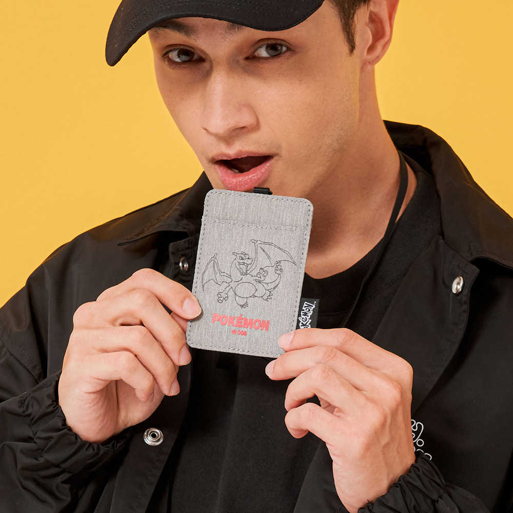 【OUTDOOR】寶可夢Pokemon-噴火龍票卡證件套-灰色 ODGO22E07GY, 支援超商取貨