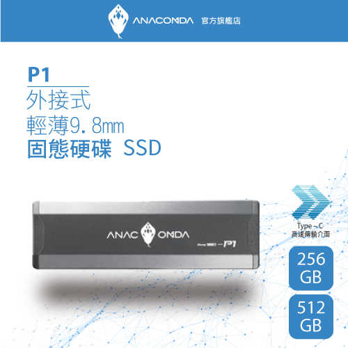 ANACOMDA巨蟒 P1 256GB USB 3.2 Gen 2外接式固態硬碟SSD