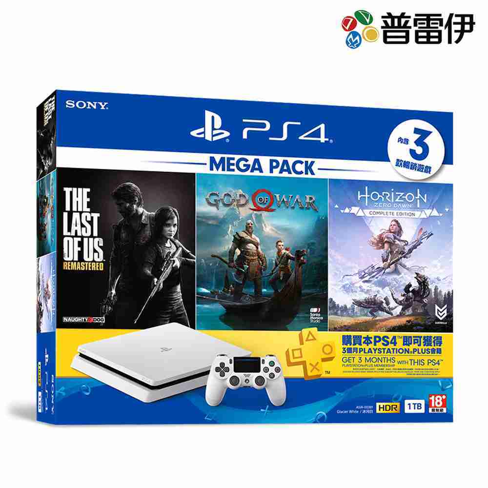 【PS4】「MEGA PACK」同捆組 冰河白 1TB主機