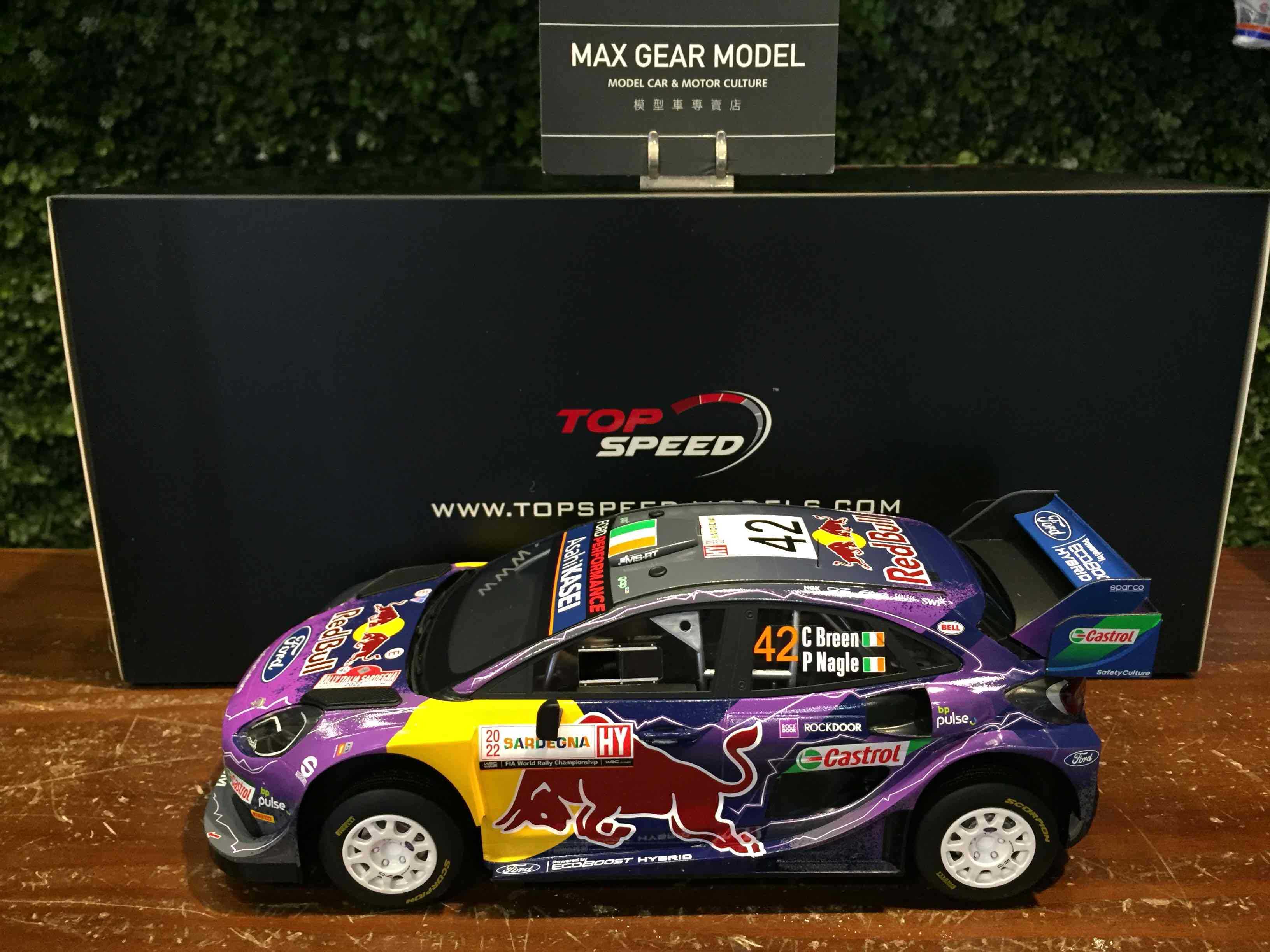 1/18 TopSpeed Ford Puma Rally 2022 Sardegna 2nd TS0491【MGM】