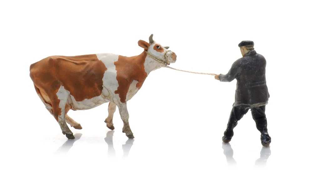 Mini 現貨 Artitec 5870031 HO規 Farmer with obstinate cow 農夫與牛