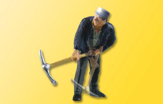 Mini 現貨 Viessmann 5187 HO規 持鐵鎬的礦坑工人 (鐵鎬會動.有礦燈)