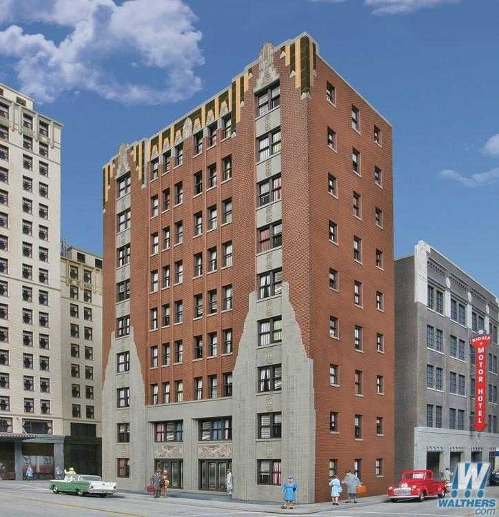 Mini 預購中 Walthers 933-3770 HO規 城市公寓大樓 (背景用.只有三面)