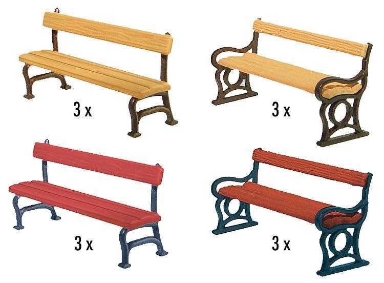 Mini 現貨 Faller 180443 HO規  Park benches 公園長椅.12張.套件
