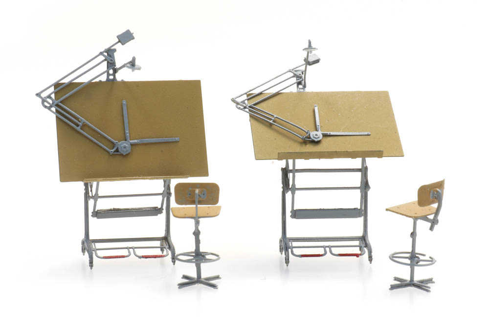 Mini 現貨 Artitec 387.474 HO規 建築師的桌子椅子 繪板