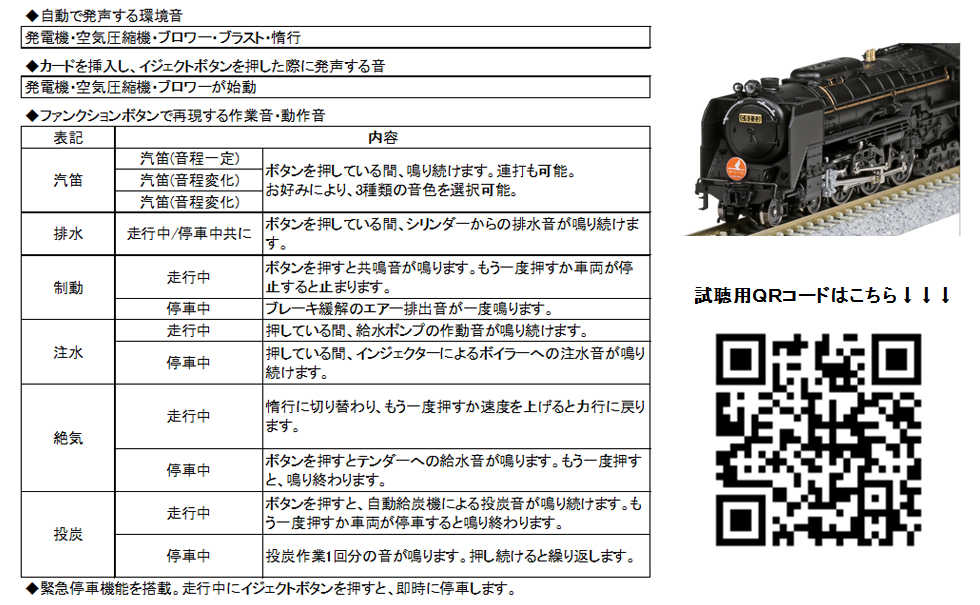 Mini 現貨 Kato 22-221-2 N規 C62音效卡