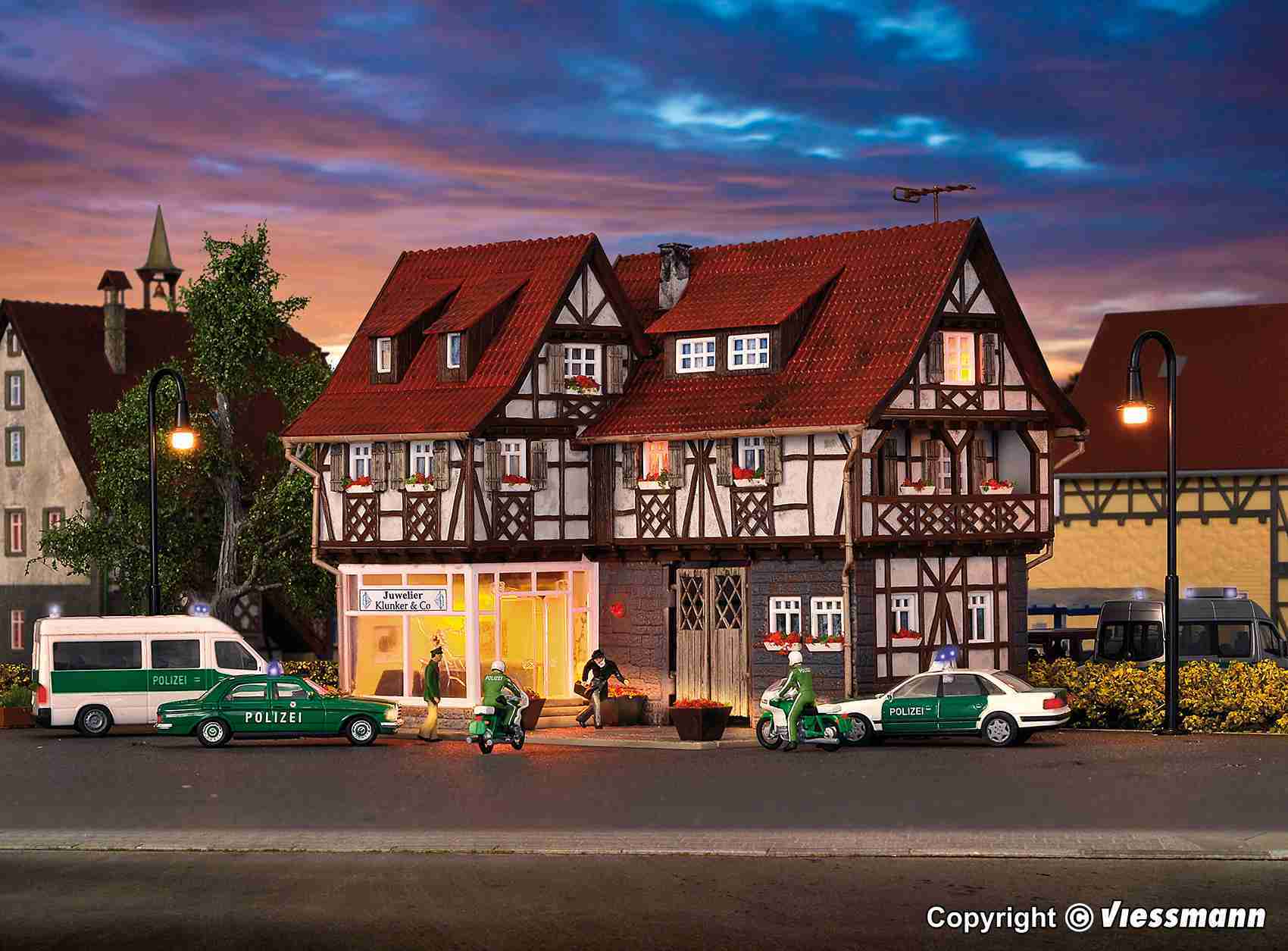 Mini 現貨 Vollmer 43600 HO規 珠寶商與搶劫現場.套件 (含室內燈)