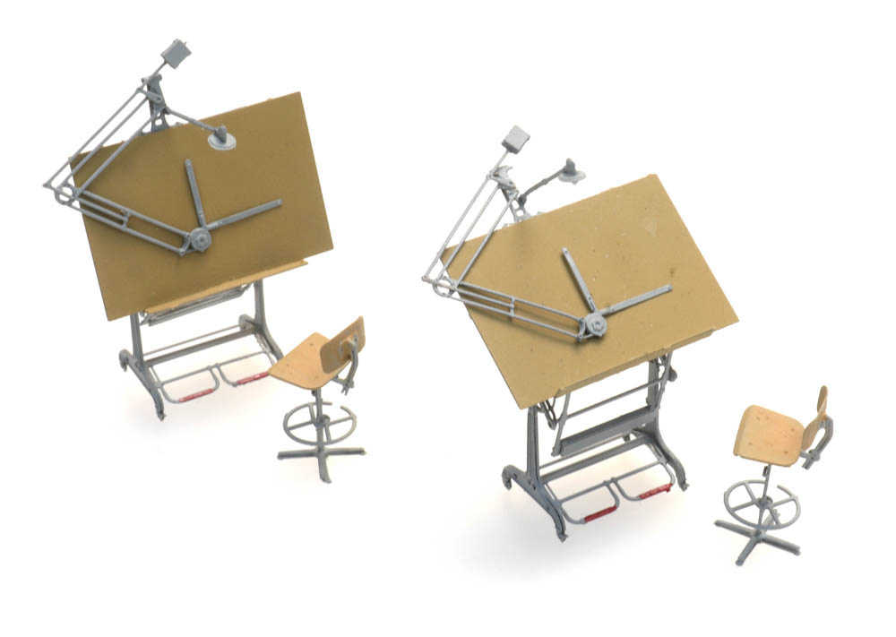 Mini 現貨 Artitec 387.474 HO規 建築師的桌子椅子 繪板
