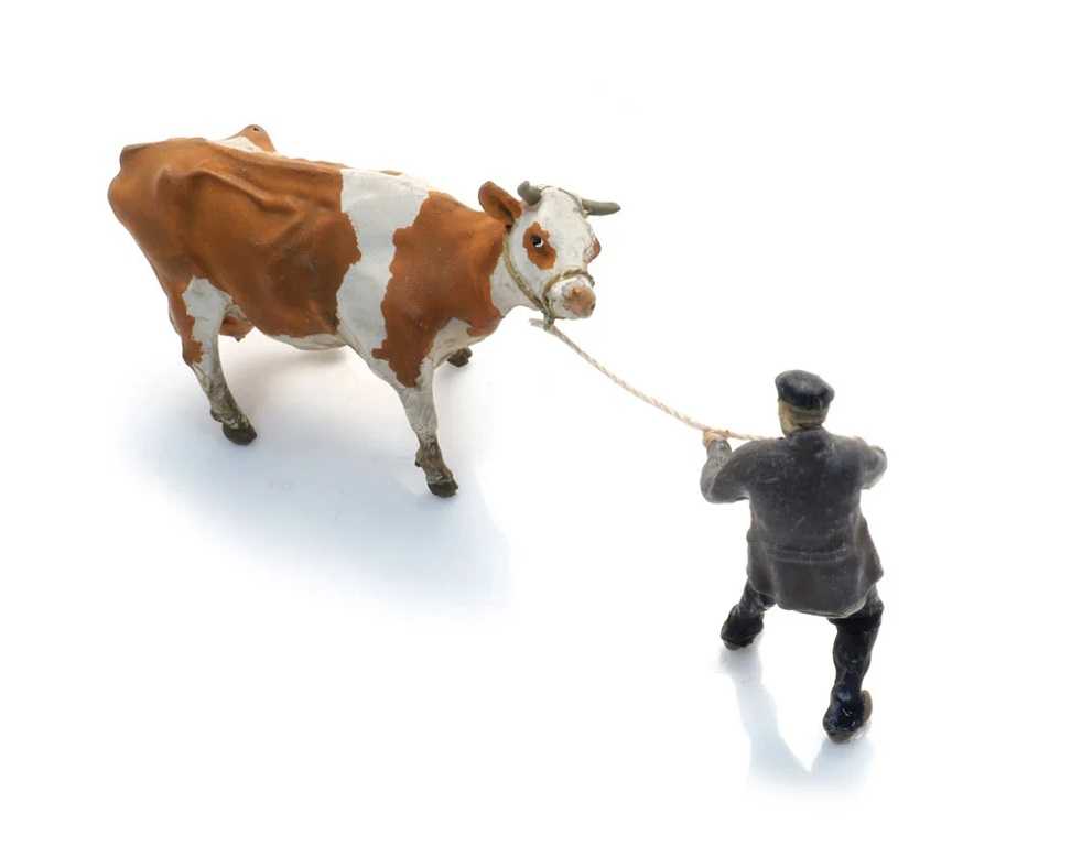 Mini 現貨 Artitec 5870031 HO規 Farmer with obstinate cow 農夫與牛