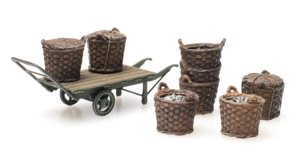 Mini 現貨 Artitec 387.449 HO規 fishing baskets with cart 裝漁獲的籃子