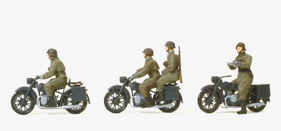 Mini 現貨 Preiser 16598 HO規 EDW 騎著 BMW R12 摩托車的士兵 未上色