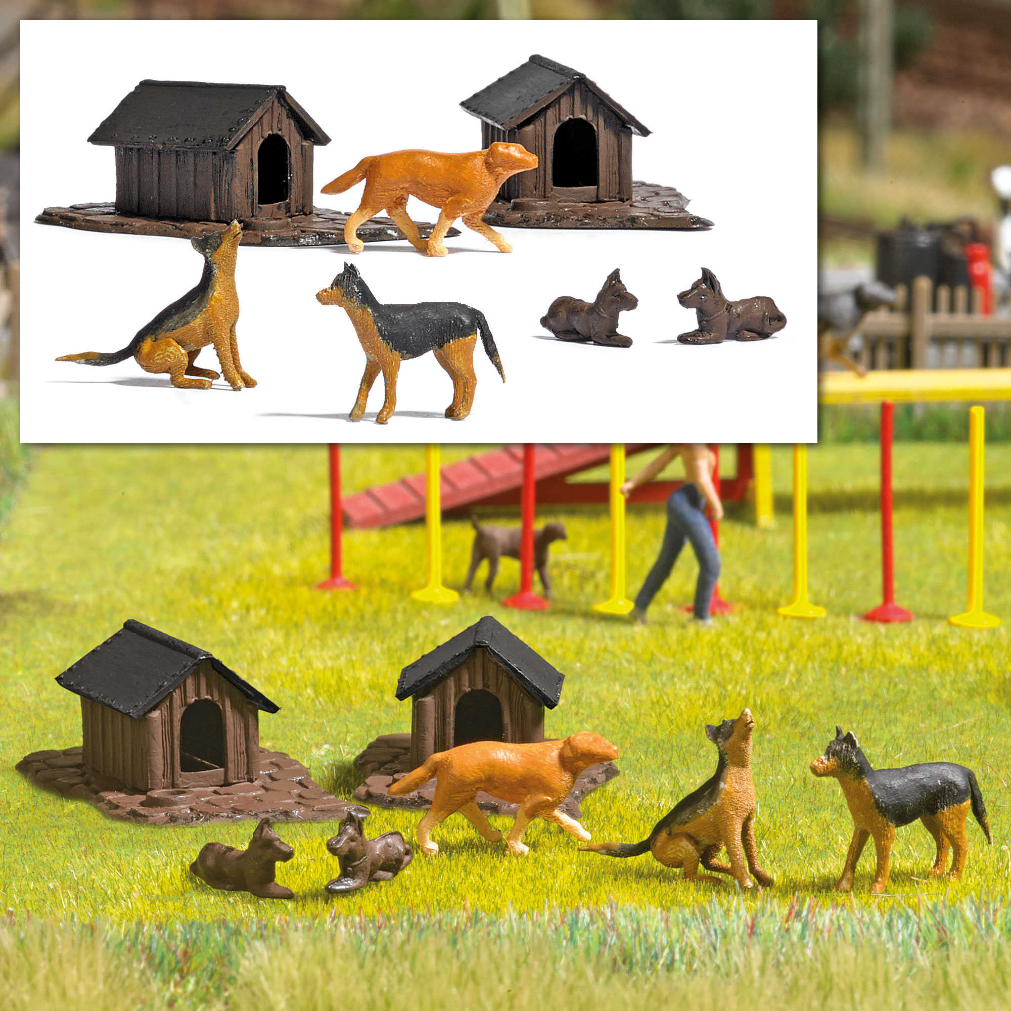 Mini 現貨 Busch 1197 HO規 Dogs Houses and Dogs 狗屋和狗