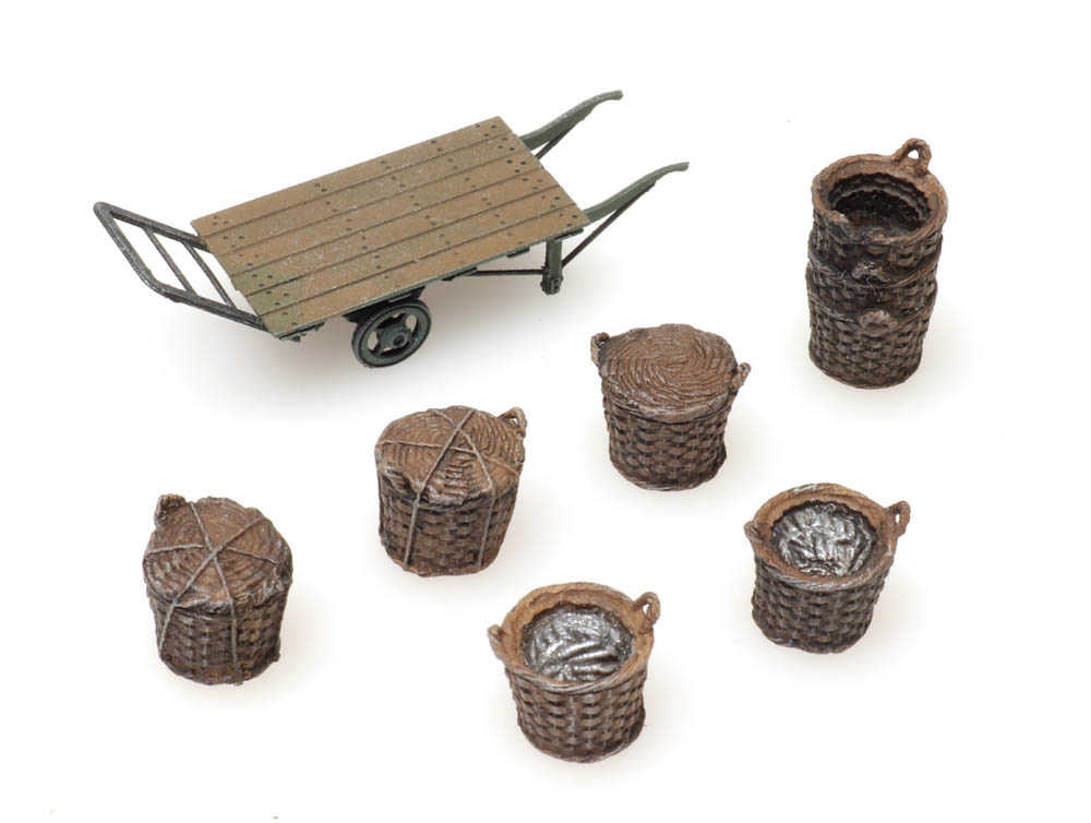 Mini 現貨 Artitec 387.449 HO規 fishing baskets with cart 裝漁獲的籃子