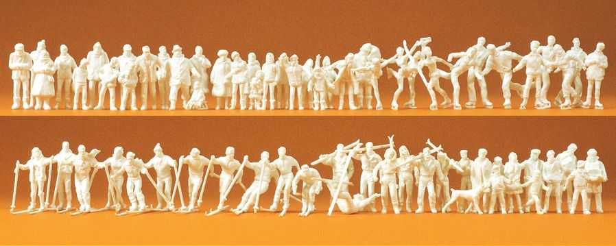 Mini 現貨 Preiser 16347 HO規 冬天的人們.溜冰.滑雪.未上色