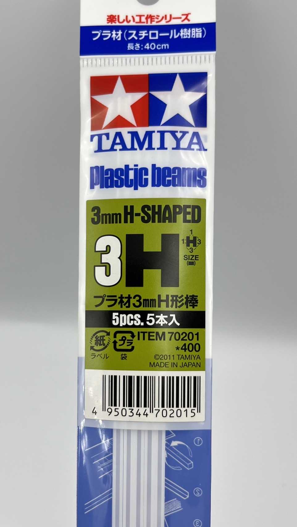 Mini 現貨 Tamiya 70201 3mm 白色H型改造棒.5入.40cm