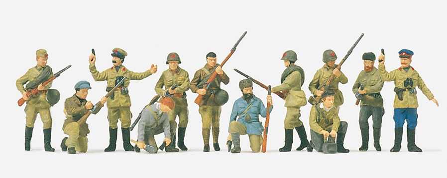 Mini 現貨 Preiser 16530 HO規 蘇聯步兵和游擊隊員.12入.未上色
