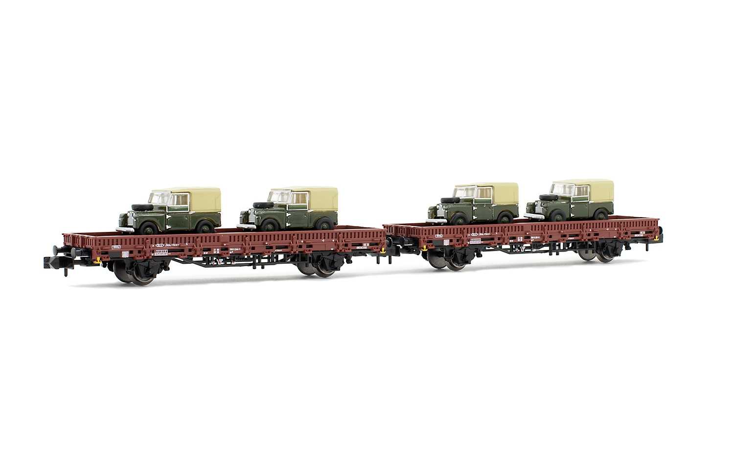 Mini 現貨 Arnold HN6434 N規 DB BAOR EpVI 板車兩輛組 附4輛貨車