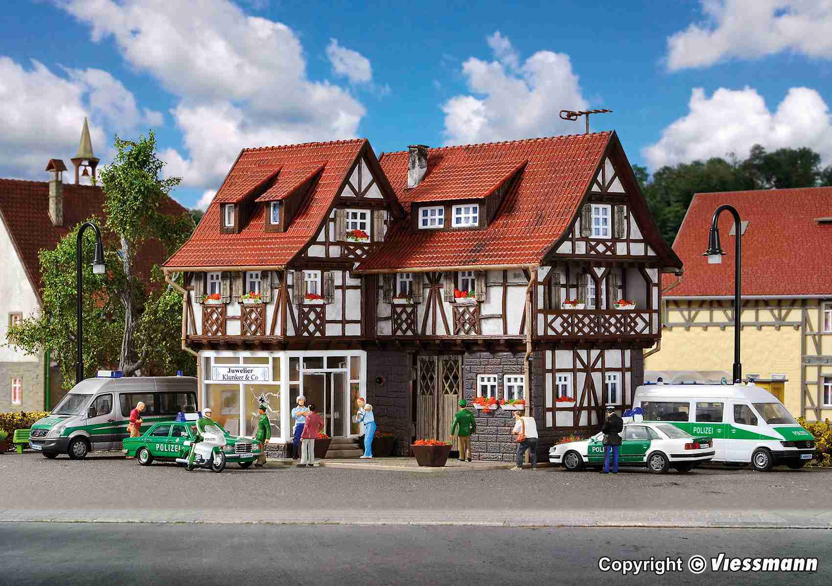 Mini 現貨 Vollmer 43600 HO規 珠寶商與搶劫現場.套件 (含室內燈)