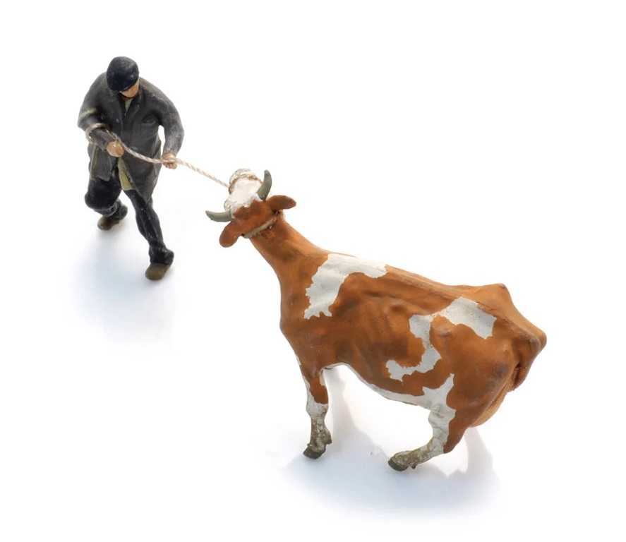 Mini 現貨 Artitec 5870031 HO規 Farmer with obstinate cow 農夫與牛