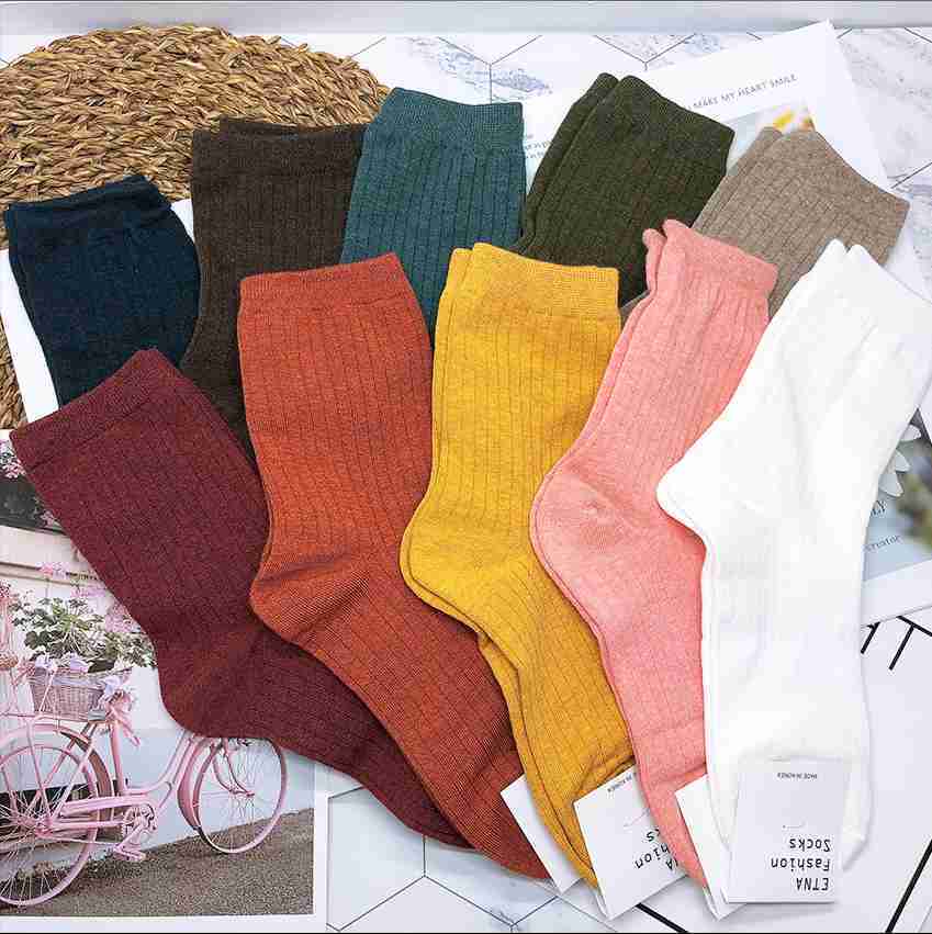 【熱賣款】韓國襪_素色襪 ETNA經典素色百搭_女孩襪子_中筒襪