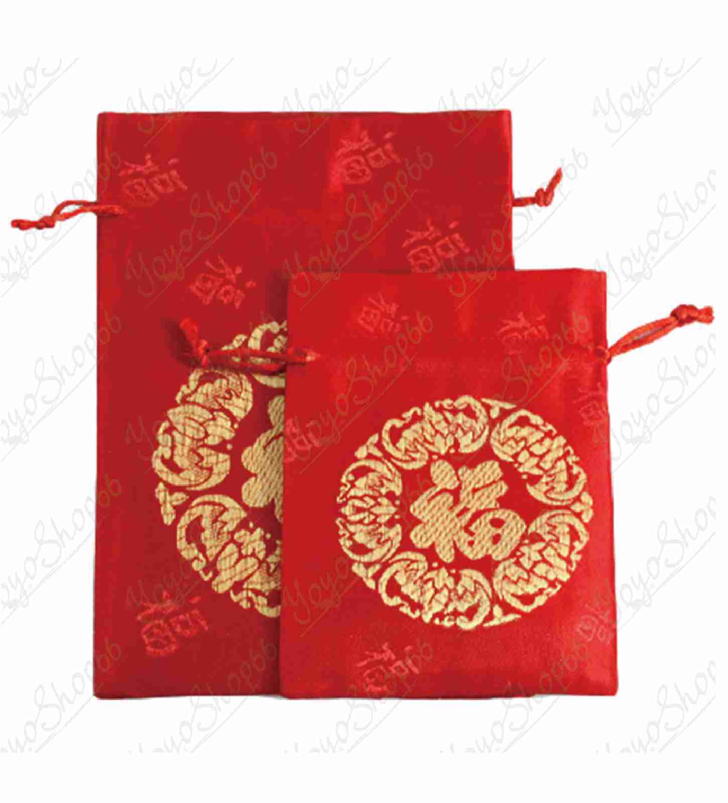 #620 小福袋錦囊(1入) 新年福袋 紅色束口袋 絨布收納袋 紅色小布袋 平安福字 珠寶袋子 抽繩束口 福袋 飾品包裝