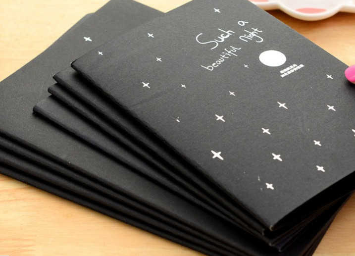 #540【小】韓國文具 星系黑色塗鴉本 內頁車線塗鴉 素描本子 可愛創意 寫字 畫畫 黑色筆記本 空白速寫【愛尚生活】